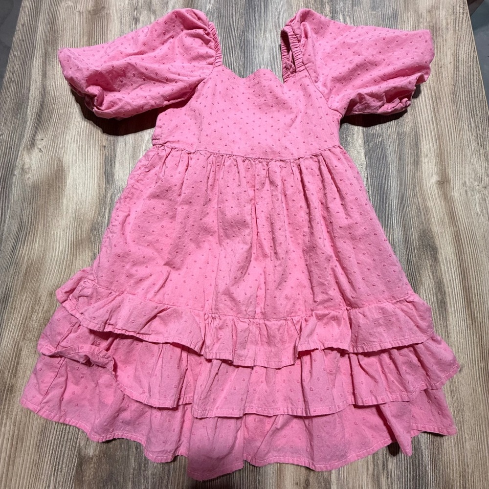 Gymboree Tiered Ruffle Dress Pink Swiss Dot Cottagecore